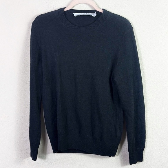 IRO Cashmere Cotton Blend Cutout Back Pullover Crewneck Black Sweater size XXS - Picture 1 of 7